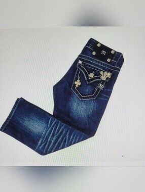 Miss Me Dark Blue Skinny Capri Jeans Sz 24 Dark Wash Embelish Jewels
